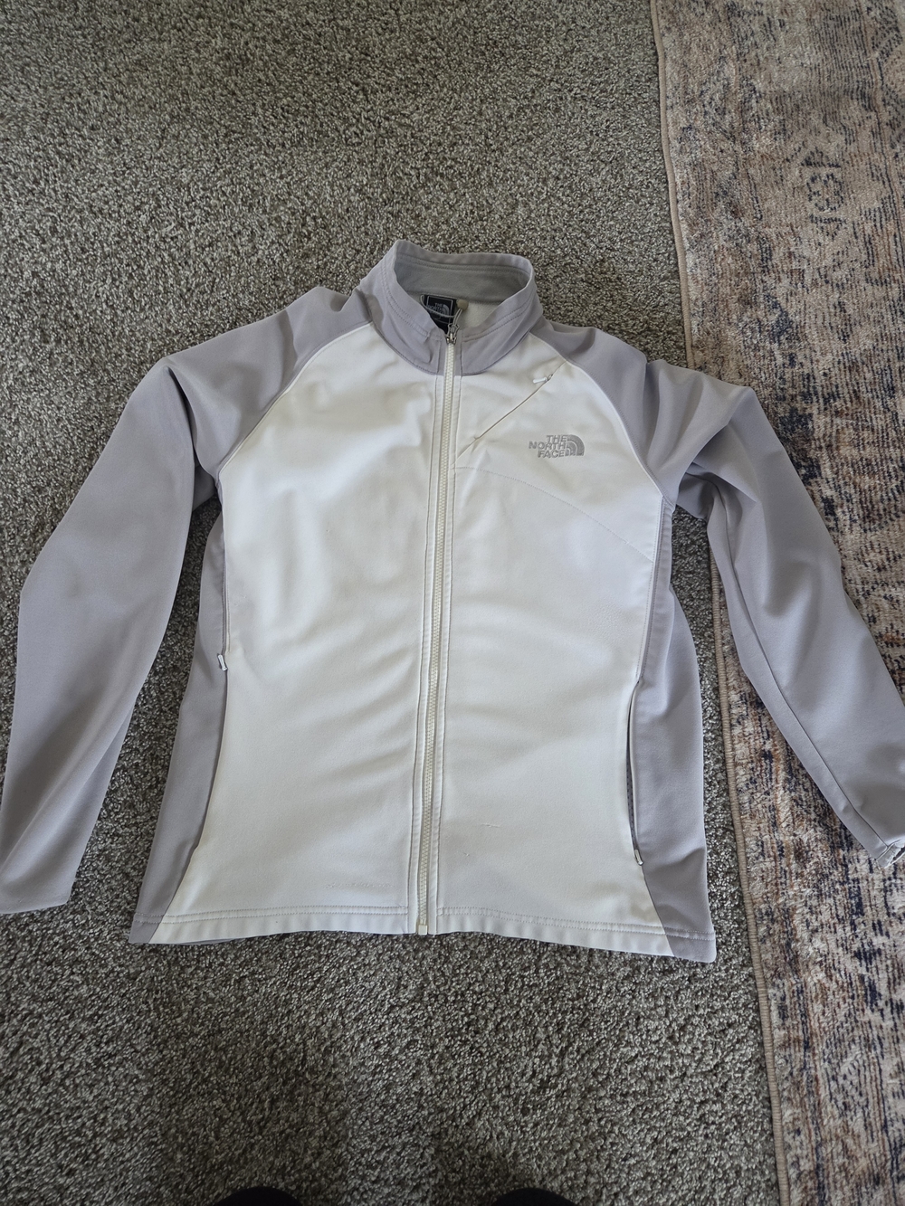 The North Face Women's Light Gray and White Zip-Up Utility Jacket